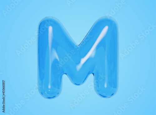 3d transparent M letter balloon