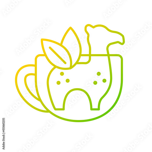 Silicone tea infuser gradient linear vector icon. Infuser in form of animal. Funny tea utensil for brewing beverage. Thin line color symbols. Modern style pictogram. Vector isolated outline drawing