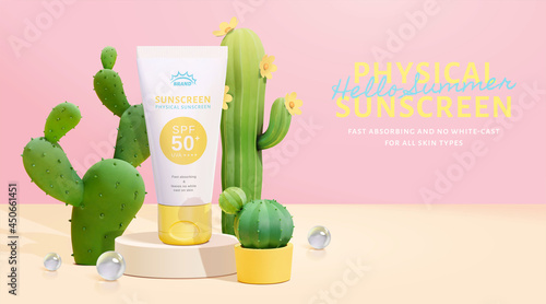 Sunscreen ad in cute cactus theme
