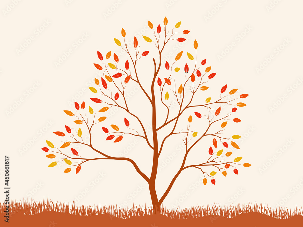 Autumn big tree. Autumn dry leave and nature branch plant vector illustration. Autumn big tree. Autumn dry leave and nature branch plant vector illustration.
