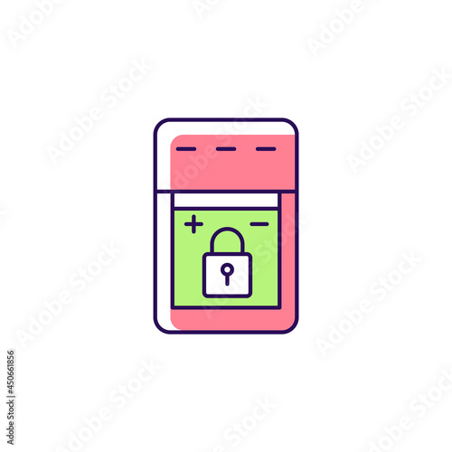 Free Download Non-replaceable battery RGB color manual label icon. Powerbank with non-removable battery. Device vital component. Isolated vector illustration. Simple filled line drawing for product use instructions - GFXLoad