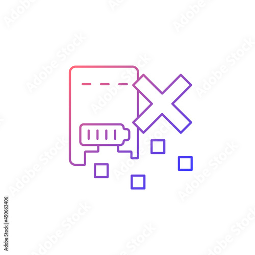 Dont shred powerbank gradient linear vector manual label icon. Proper recycling. Thin line color symbol. Modern style pictogram. Vector isolated outline drawing for product use instructions