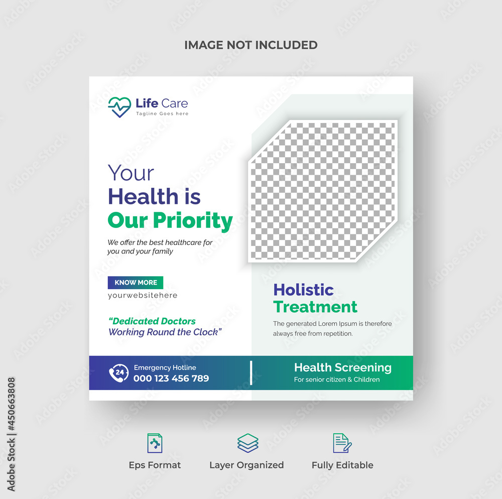 Fototapeta premium Medical social media instagram post and web banner or flyer poster design template premium vector