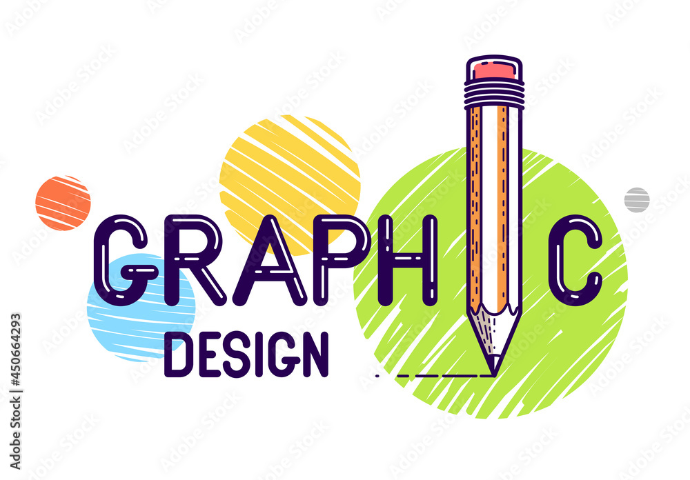 Graphic word with pencil instead of letter I, designer and artist ...