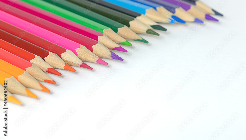 Colored pencils on the white background Colored pencils on the white background
