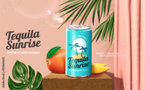 Summer tequila sunrise cocktail ad
