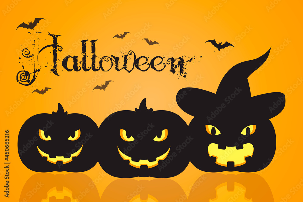 Halloween background design with pumpkin fruit silhouette ornament Halloween background design with pumpkin fruit silhouette ornament
