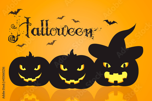 Halloween background design with pumpkin fruit silhouette ornament