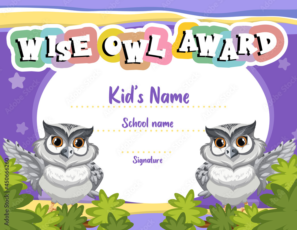 Obraz premium Diploma or certificate template for school kids