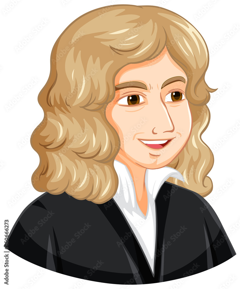 Portrait of Isaac Newton in cartoon style Portrait of Isaac Newton in cartoon style