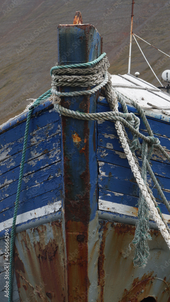 Fototapeta premium detail of an old wooden boat, Isafjordur, Iceland