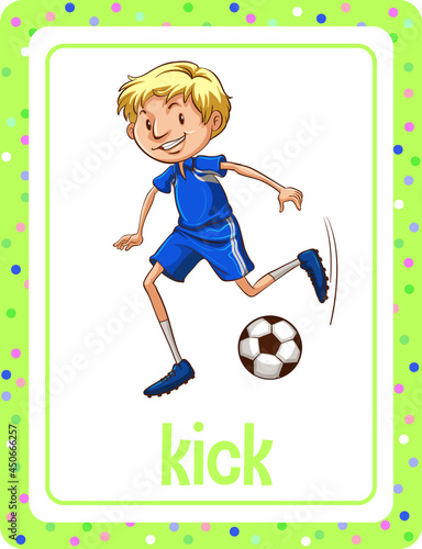 Vocabulary flashcard with word kick photo