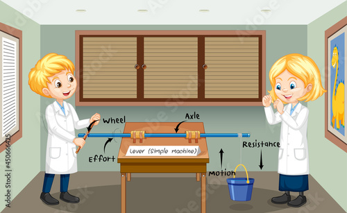 Wheel and axle experiment with scientist kids