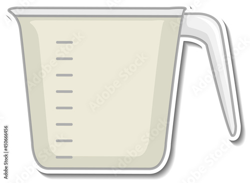 Measuring cup sticker on white background