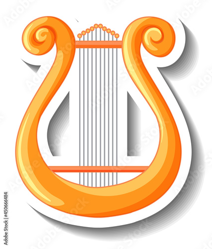 A sticker template with greek golden lyre isolated