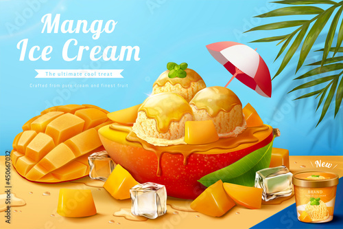 3d mango ice cream ad