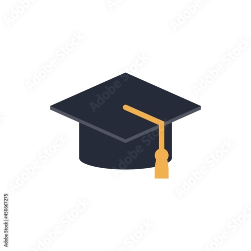 Graduation cap flat icon on white background