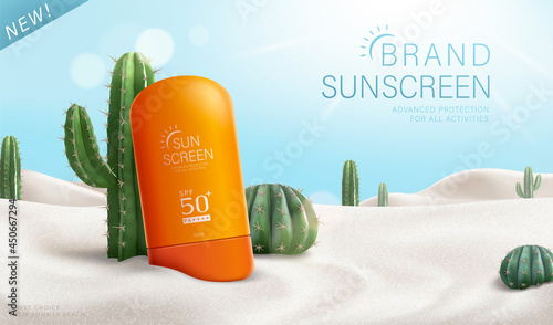 3d hot summer sunscreen cream ad