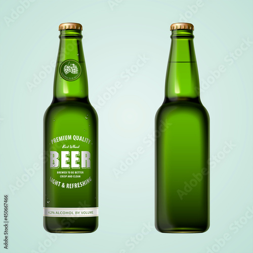 3d wheat beer bottle mockups