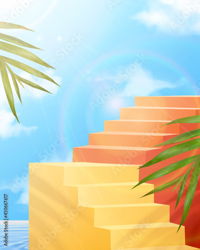 3d colorful staircase backdrop