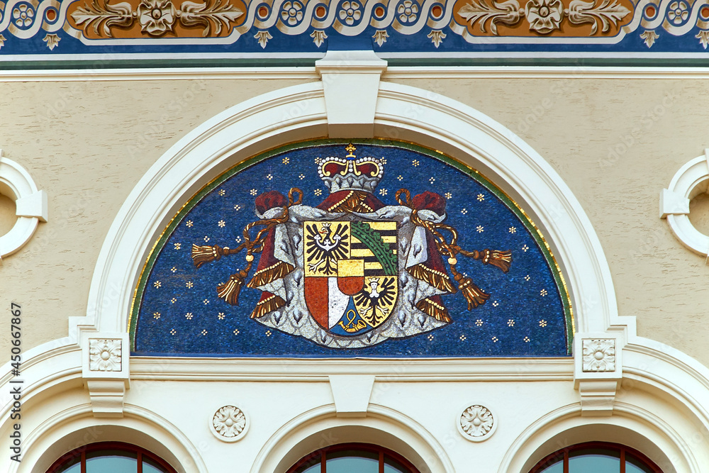 Coat of arms of Liechtenstein on the wall mosaic
