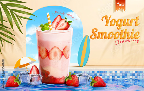3d strawberry yogurt smoothie promo