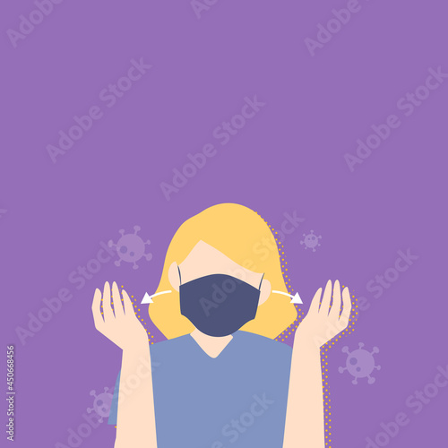 Woman wearing a mask covid-19 awareness vector