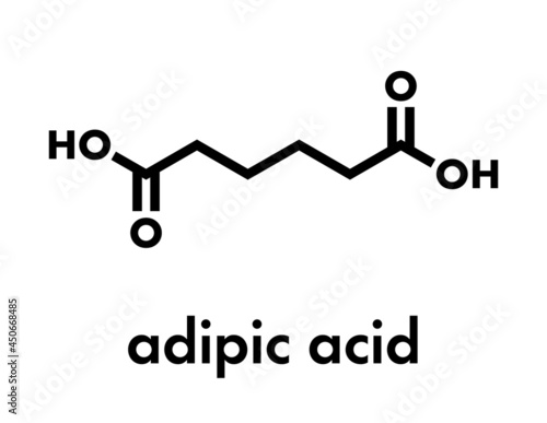 Adipic acid, nylon (polyamide) building block. Skeletal formula.