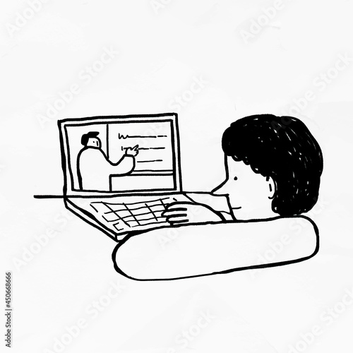 Taking online class during coronavirus pandemic element vector