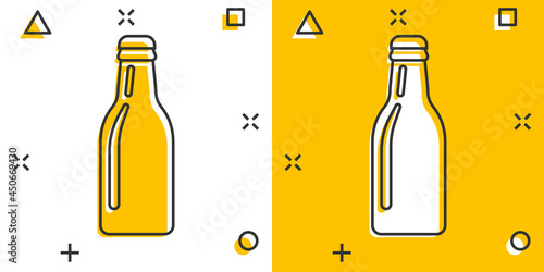 Vector cartoon wine, beer bottle icon in comic style. Alcohol bottle concept illustration pictogram. Beer, vodka, wine business splash effect concept.