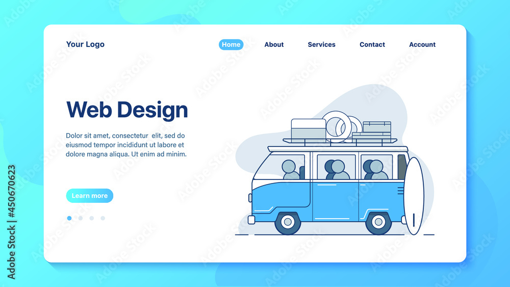 Surfing landing page for van
