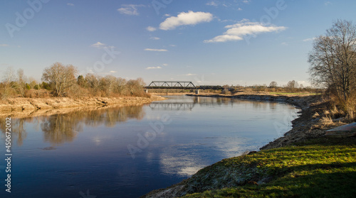 River Venta and railway bridge in Skrunda, Latvia.