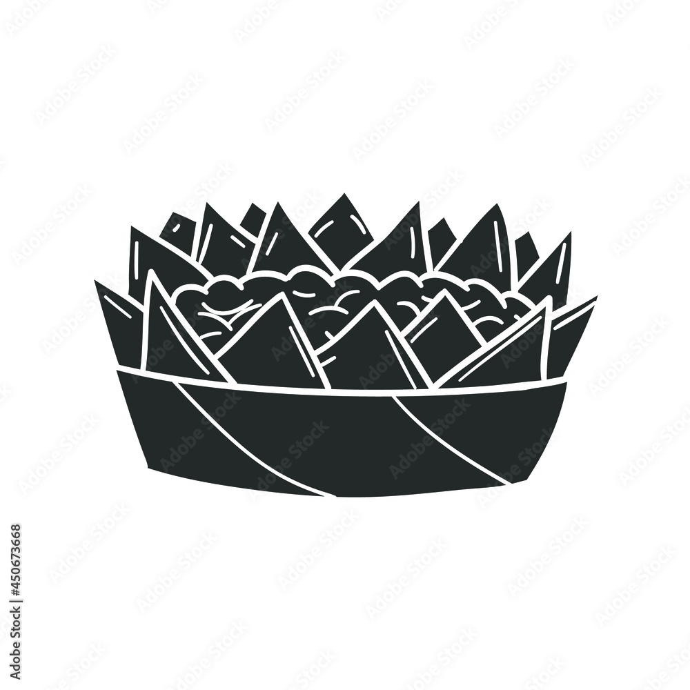Nachos Icon Silhouette Illustration. Mexican Food Vector Graphic Pictogram Symbol Clip Art. Doodle Sketch Black Sign. Nachos Icon Silhouette Illustration. Mexican Food Vector Graphic Pictogram Symbol Clip Art. Doodle Sketch Black Sign.
