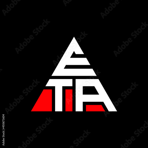 ETA triangle letter logo design with triangle shape. ETA triangle logo design monogram. ETA triangle vector logo template with red color. ETA triangular logo Simple, Elegant, and Luxurious Logo. ETA 