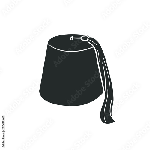 Moroccan Hat Icon Silhouette Illustration. Traditional Vector Graphic Pictogram Symbol Clip Art. Doodle Sketch Black Sign.