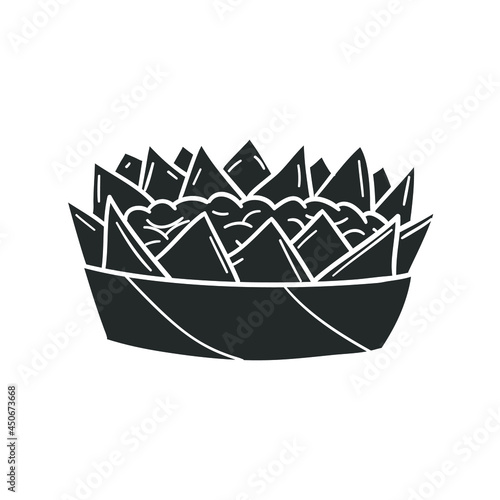 Nachos Icon Silhouette Illustration. Mexican Food Vector Graphic Pictogram Symbol Clip Art. Doodle Sketch Black Sign.