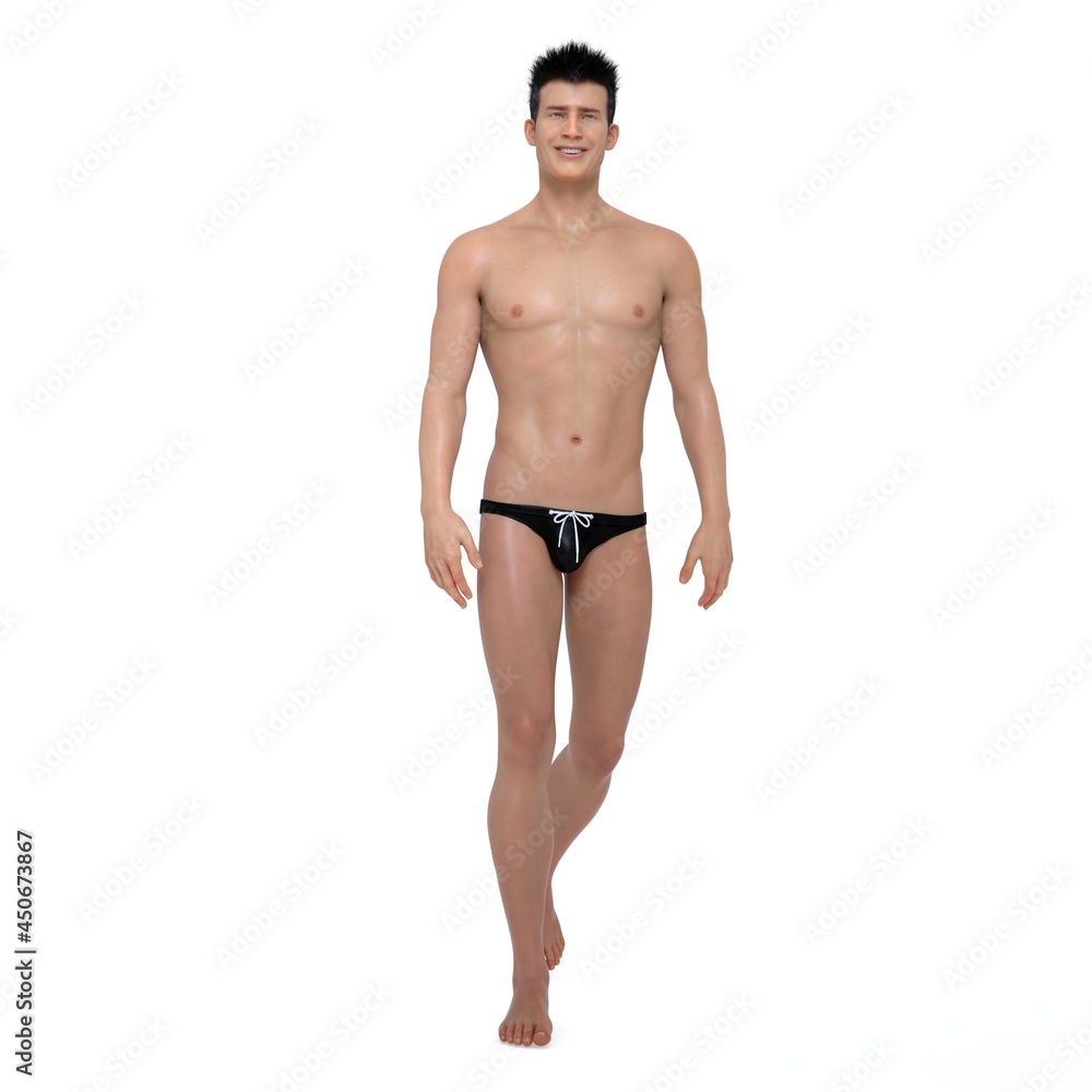 3D Render : a smiling guy with summer styles bikini ,isolated 3D Render : a smiling guy with summer styles bikini ,isolated
