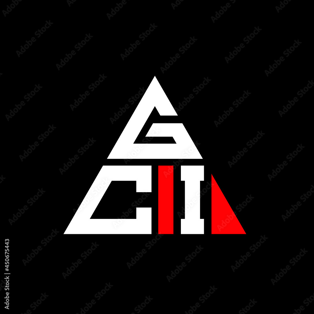 GCI triangle letter logo design with triangle shape. GCI triangle logo design monogram. GCI triangle vector logo template with red color. GCI triangular logo Simple, Elegant, and Luxurious Logo. GCI 
