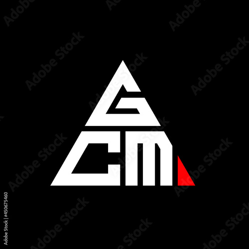 GCM triangle letter logo design with triangle shape. GCM triangle logo design monogram. GCM triangle vector logo template with red color. GCM triangular logo Simple, Elegant, and Luxurious Logo. GCM  photo