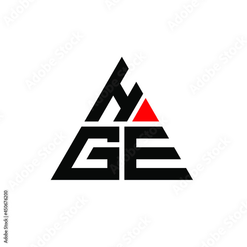 HGE triangle letter logo design with triangle shape. HGE triangle logo design monogram. HGE triangle vector logo template with red color. HGE triangular logo Simple, Elegant, and Luxurious Logo. HGE  photo