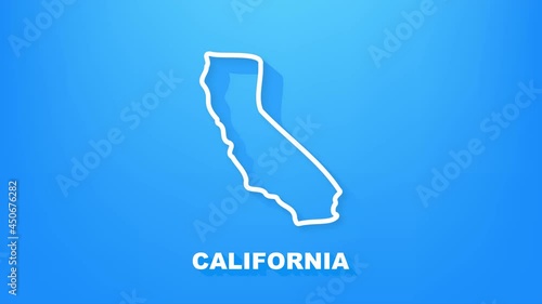 Line animated map showing the state of California from the united state of america. Motion graphics.