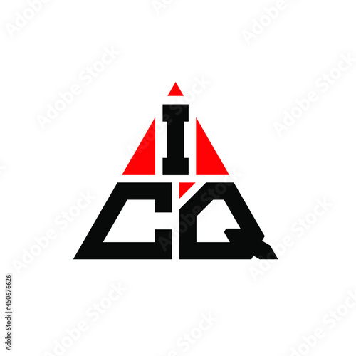 ICQ triangle letter logo design with triangle shape. ICQ triangle logo design monogram. ICQ triangle vector logo template with red color. ICQ triangular logo Simple, Elegant, and Luxurious Logo. ICQ 