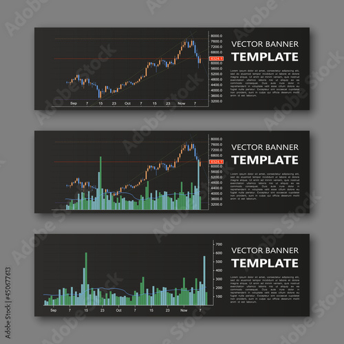 Business chart forex banner. Modern vector business chart design banner template. Web Header forex trading infographic design. Abstract banner template background Collection trading infographic design