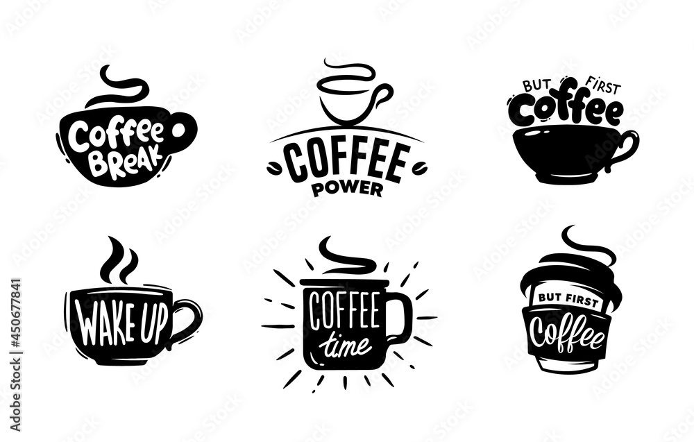 Set of coffee quotes graphics, logos, labels and badges.