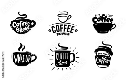 Set of coffee quotes graphics, logos, labels and badges.