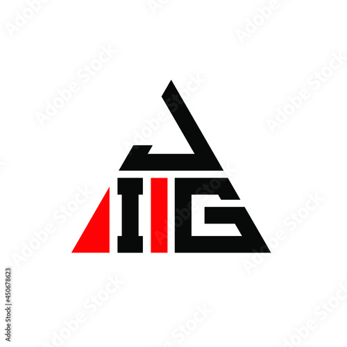 JIG triangle letter logo design with triangle shape. JIG triangle logo design monogram. JIG triangle vector logo template with red color. JIG triangular logo Simple, Elegant, and Luxurious Logo. JIG 