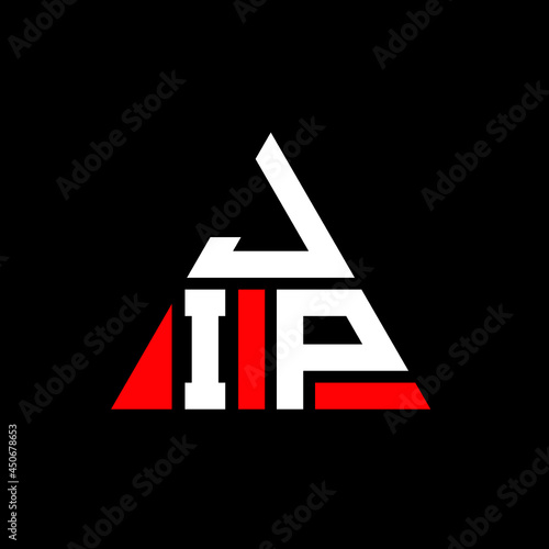 JIP triangle letter logo design with triangle shape. JIP triangle logo design monogram. JIP triangle vector logo template with red color. JIP triangular logo Simple, Elegant, and Luxurious Logo. JIP 