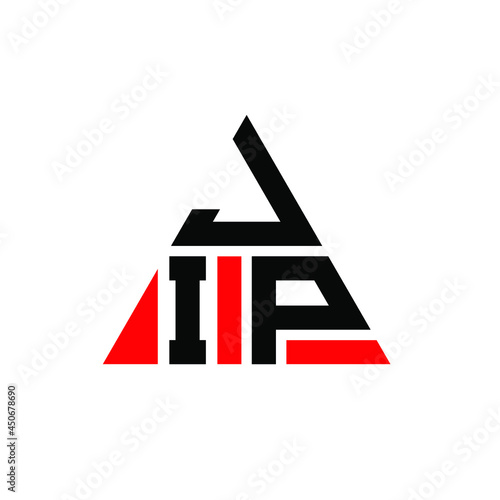 JIP triangle letter logo design with triangle shape. JIP triangle logo design monogram. JIP triangle vector logo template with red color. JIP triangular logo Simple, Elegant, and Luxurious Logo. JIP 