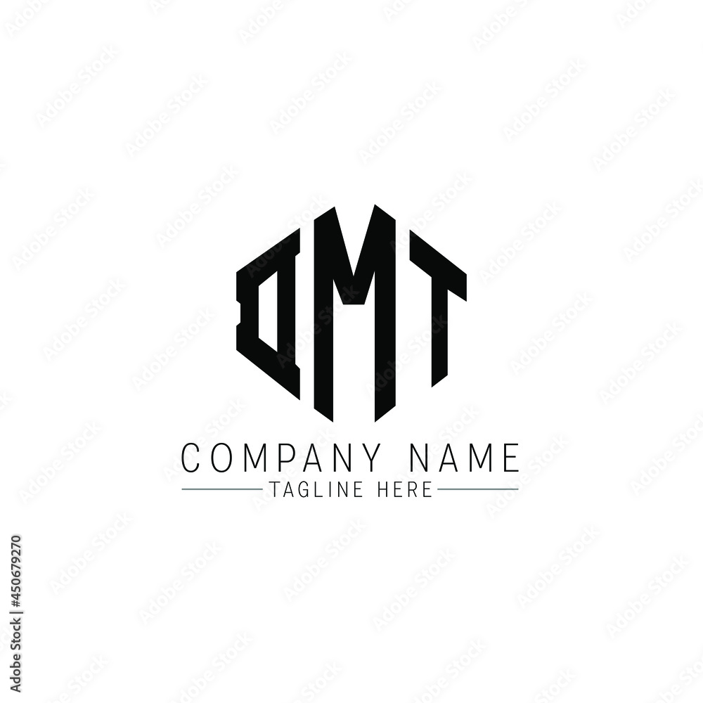DMT letter logo design with polygon shape. DMT polygon logo monogram. DMT cube logo design. DMT hexagon vector logo template white and black colors. DMT monogram, DMT business and real estate logo. 