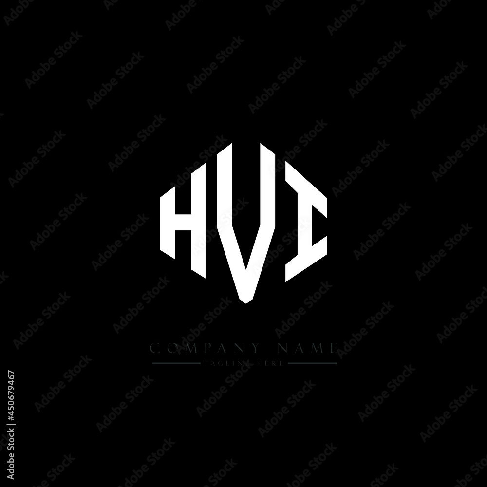 HVI letter logo design with polygon shape. HVI polygon logo monogram. HVI cube logo design. HVI hexagon vector logo template white and black colors. HVI monogram, HVI business and real estate logo. 
